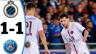 Messi UCL Debut PSG Vs Club Brugge 1 - 1 Highlights All Goals