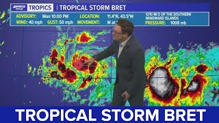 Monday night tropical update: Bret now a tropical storm plus Invest 93l