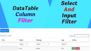 Datatable column wise search filter in CodeIgniter