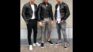 SUPER MODERN OUTFITS WITH LEATHER JACKET FOR MEN LAST TRENDS♂️OUTFITS CON CHAQUETA PARA HOMBRES