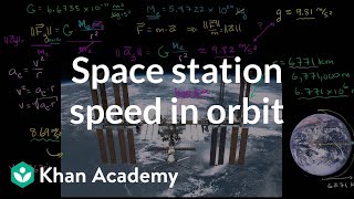 Space station speed in orbit | Centripetal force and gravitation | Physics | Khan Academy