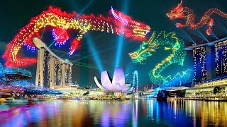 Singapore Marina Bay Flying Dragon 2024 Drone Light Show 🐉 Celebrating Chinese L