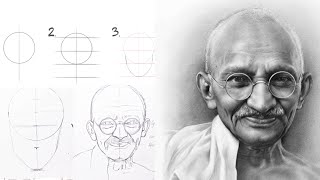 How to draw #gandhi Ji using LOOMIS METHOD of drawing. Easy STEP BY STEP TUTORIAL.