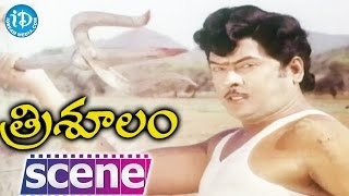 Trishulam Movie Scenes - Krishnam Raju Fighting With Chalapathi Rao || Sridevi || Radhika