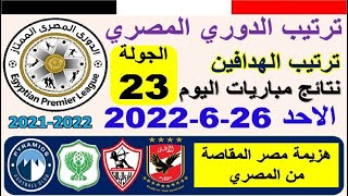 ترتيب الدوري المصري وترتيب الهدافين اليوم الاحد 26-6-2022 الجولة 23 - فوز المصري البورسعيدي