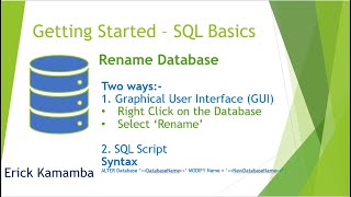 Microsoft SQL Database - Renaming a database