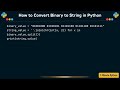 How to Convert Binary to String in Python