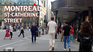 Montreal - Saint-Catherine Street - Walking at pedestrian area - Spring season May 2023