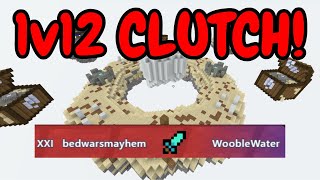 INSANE 1v12 CLUTCH on the new bedwars 4v4v4v4 map!