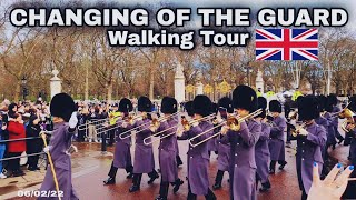 LONDON🇬🇧 Changing of the Guard Walking Tour Outside Buckingham Palace 4K