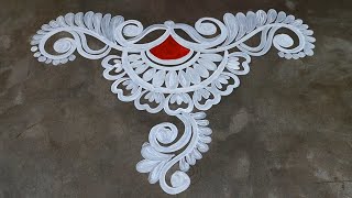 Beautiful and easy Alpona design / Best Rangoli Design / laxmi puja special door alpona design