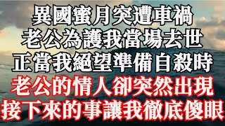 異國蜜月突遭車禍，老公為護我當場去世，正當我絕望準備自殺時，老公的情人卻突然出現，接下來的事讓我徹底傻眼