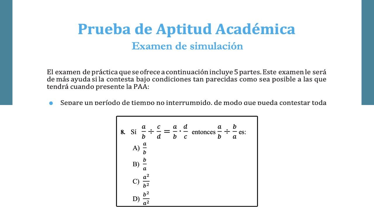 8. Si A/b Entre C/d = A/b *d/c Entonces A/b Entre B/a Es: - YouTube