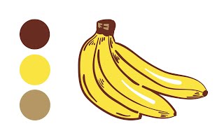 Banana and 6 other fruit's make sketches colouring and painting draw and learn this drawing