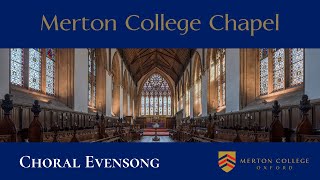 Choral Evensong - Tuesday 31 January 2023 - from Merton College Chapel, Oxford