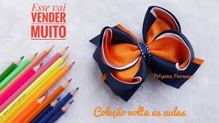 Laço Amora triplo - corbata escolar - School tie - Poly formozo