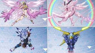 Tailmon, Angewomon, Garurumon and Weregarurumon Shinka