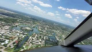 Challenger 350 Jet sunny, crosswind landing West Palm Beach (PBI) runway 14 (KLM)