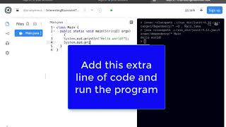 Coding HelloWorld with Java on repl.it