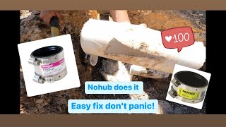 How to install no-hub coupling to fix broken PVC pipe.