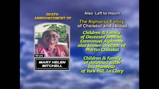 Mary Helen Mitchell ~ Long Obituary