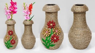 Jute flower vase making // Easy flower vase making