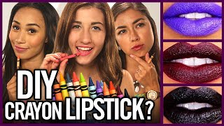 DIY LIPSTICK with CRAYONS - Makeup Mythbusters w/ Maybaby, MyLifeAsEva \u0026 Jeaninegirl94