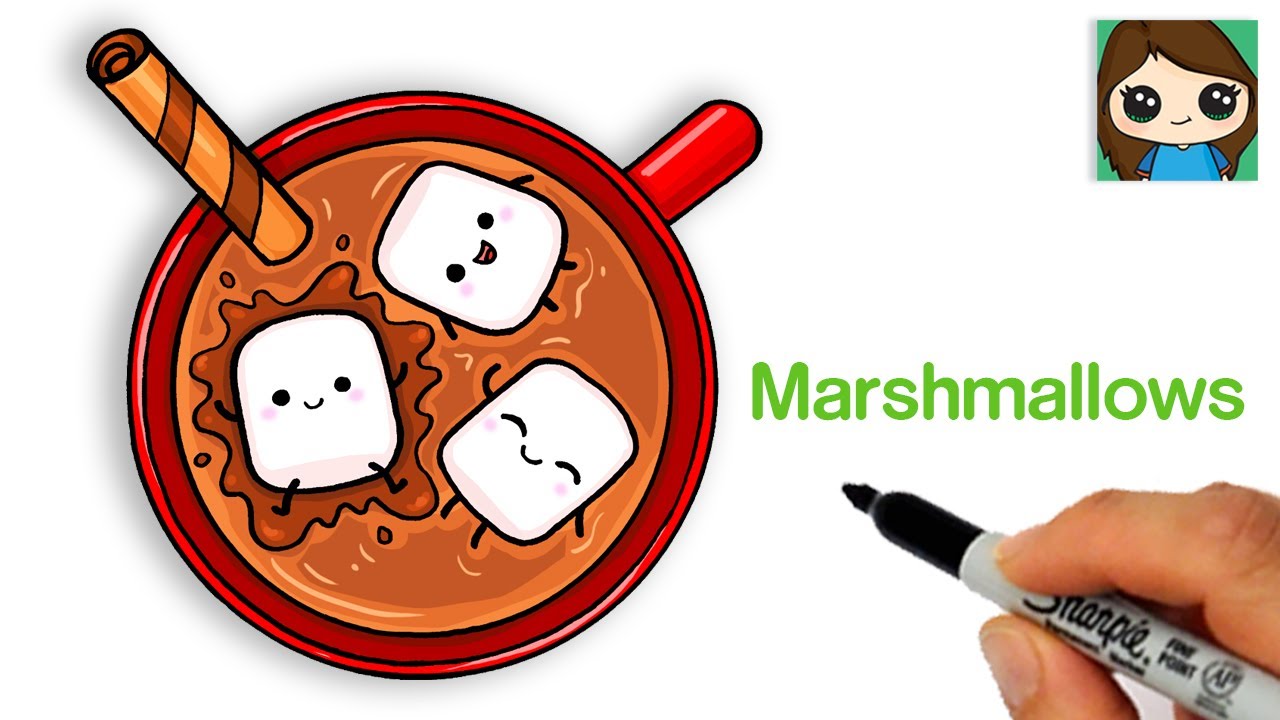 How To Draw Marshmallows In Hot Chocolate | Cute Food Art - YouTube