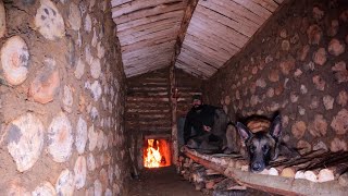 Building Warm and Comfortable Dugout for the Winter - Bushcraft Survival Shelter, Cooking, DIY, Asmr