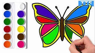 Teaching Kids To Draw: How To Draw And Color A Butterfly - Tun Tun Fun