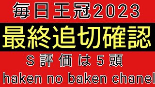 ◎ソングライン▲エルトンバローズ△1シュネルマイスター！　毎日王冠2023　最終追切確認　S評価は5頭