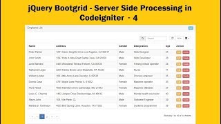 jQuery Bootgrid - Server Side Processing in Codeigniter - 4