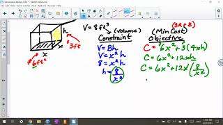 Calculus I Optimization Lab II #3 Minimizing the cost of a box