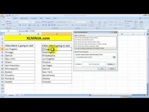 How to compare two lists in Excel