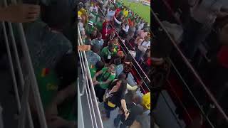 cameroon fans celebrating after Draw vs Serbia. 3-3