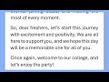 welcome speech for fresher’s party in college in english by smile please world