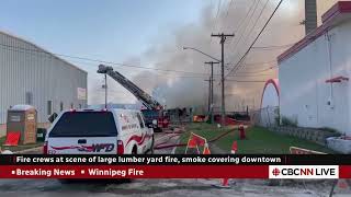 JUST IN: Crews battling major fire at Winnipeg lumber yard