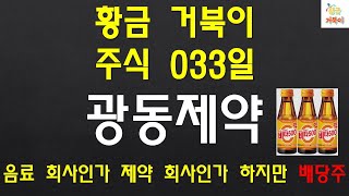 황금 거북이 주식 033일차 광동제약 음료 회사인가 제약 회사인가 하지만 배당주