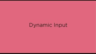 33 Dynamic input