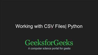 Python Programming Tutorial | Working with CSV files in Python | GeeksforGeeks