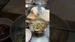 Famous Kalguksu in Gwangjang Market (knife cut noodles) - Korean Street Food #shorts