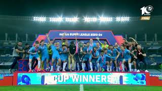 Mumbai City FC lifting the ISL 2023-24 Cup