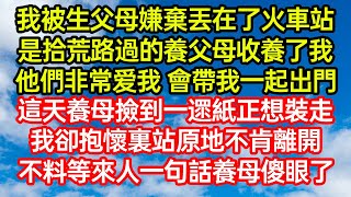 被亲生父母遗弃火车站，拾荒养父母收养了我，这天养母捡到一遝纸正要拿走，我却抱着不走，突然一个人赶来一句话让养母傻眼！我和养母从此住进了大别墅！#笑看人生#爽文#情感故事#晓晨的书桌