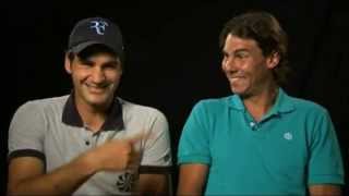 Roger Federer & Rafa Nadal can't stop laughing when filming charity match promo 😂