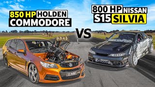 THIS vs THAT Down Under! 850hp Holden VF Commodore Burnout Monster vs 800hp Pro Drift S15 Silvia