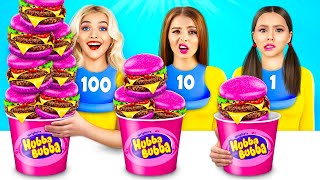 100 Layers of Bubble Gum vs Chocolate Food Challenge | Cooking War by Candy Show