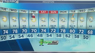 How warm Houston is compared to yesterday's temperatures