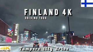 TAMPERE 4K WINTER DRIVING TOUR IN THE SNOW \u0026 4PM DARKNESS IN FINLAND WINTER TIME 2025