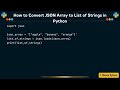 How to Convert JSON Array to List of Strings in Python