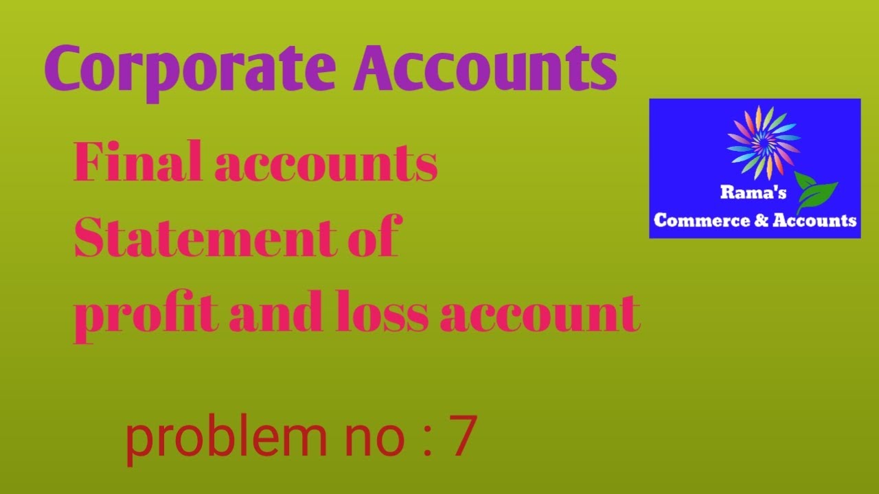 Corporate Accounts | Final Accounts | B.com Degree - YouTube